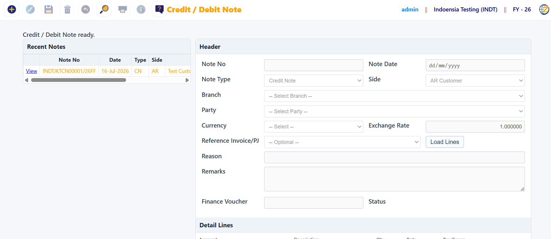 FreightZen debit credit note